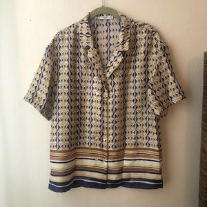 Mango Suit Striped Patterned Silky Shirt
